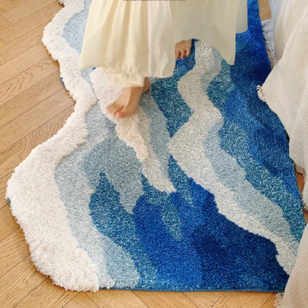 Cute Blue Sea Animal Rug – Non-Slip, Easy-Clean Comfort