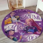 2026 New Rug Round KPOP Flannel Rug Demon-Hunters Washable And Anti-Slip Soft Rug For Kids Playroom For Girls Home Decorations - Image 3
