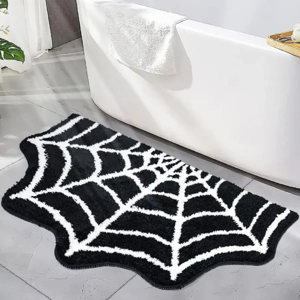 Gothic Spider Web Bath Mat - Non-Slip & Machine Washable