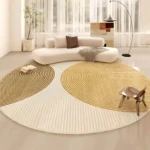 VIKAMA Round Summer Rug Coffee Table Sofa Cushion Living Room Bedroom Study Floor Mat Bedside Rug Easy to Clean Home Decoration