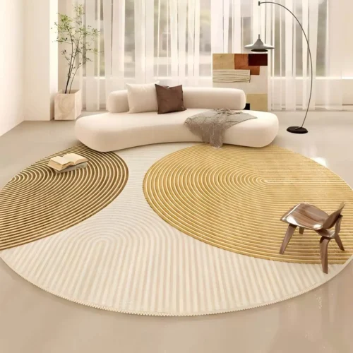 VIKAMA Round Summer Rug Coffee Table Sofa Cushion Living Room Bedroom Study Floor Mat Bedside Rug Easy to Clean Home Decoration