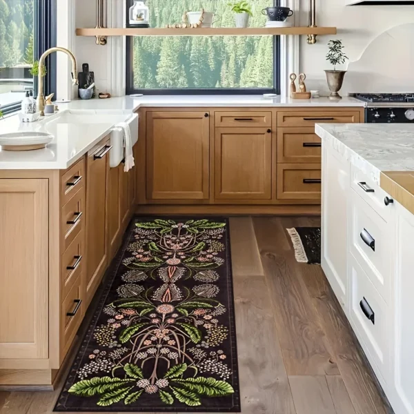 VIKAMA Southeast Asian Plant Long Carpet Kitchen Rug Runner Rug Living Room Carpet Bedside Floor Mat Welcome Mat Home Decoration