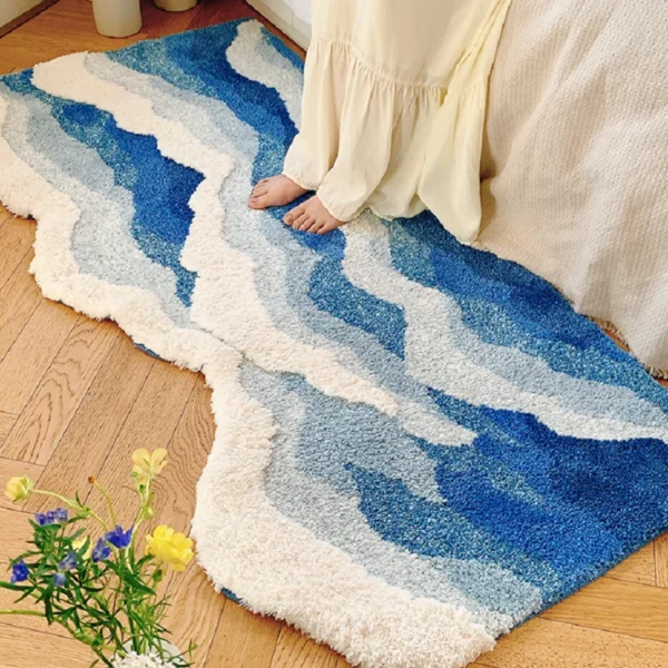 Cute Blue Sea Animal Rug – Non-Slip, Easy-Clean Comfort