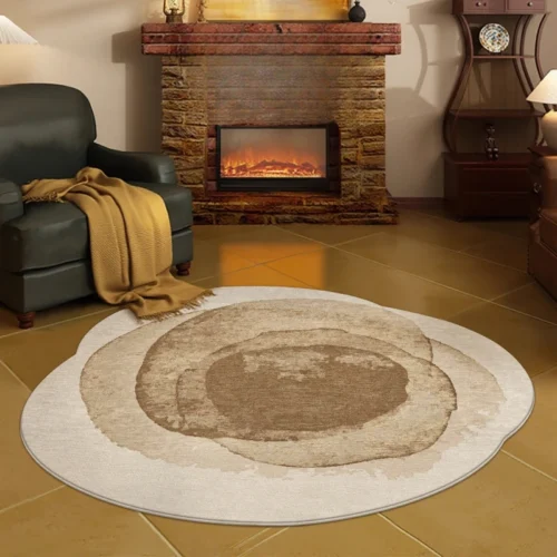 Chic French Style Irregular Geometric Rug - Easy Wash Living Room