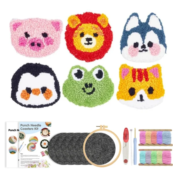 Beginner-Friendly Punch Needle Kit - DIY Coasters Set of 6