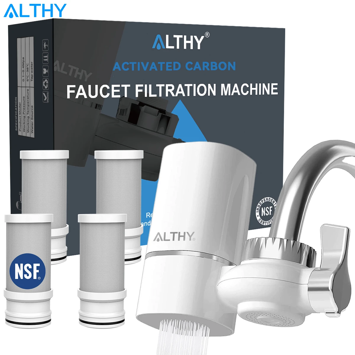 Kf-S347112E9Bb3D4C59Be9Bf25D388B842Bx Althy Faucet Tap Water Filter Purifier System, Reduces Lead, Chlorine &Amp;Amp; Bad Taste Nsf Certified 320-Gallon Kitchen - Image 1
