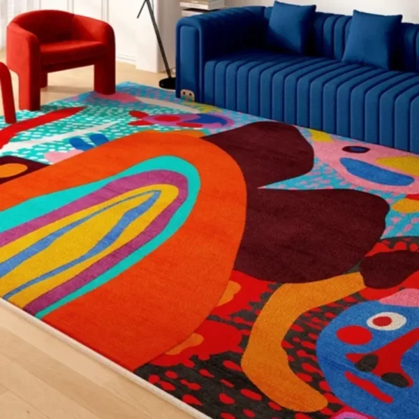 Fluffy Modern Polyester Rug: Custom, Non-Slip, Safe & Washable!