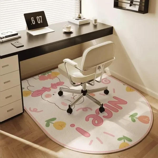 VIKAMA Arched Study Printed Crystal Velvet Floor Mat, Computer Chair Floor Rug Retro Bedroom Carpet, Modern Durable Home Decor