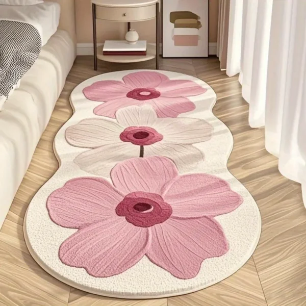 Custom Floral Rectangular Carpet - Soft & Minimalist Design