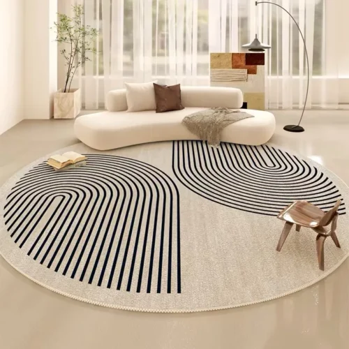 VIKAMA Round Summer Rug Coffee Table Sofa Cushion Living Room Bedroom Study Floor Mat Bedside Rug Easy to Clean Home Decoration
