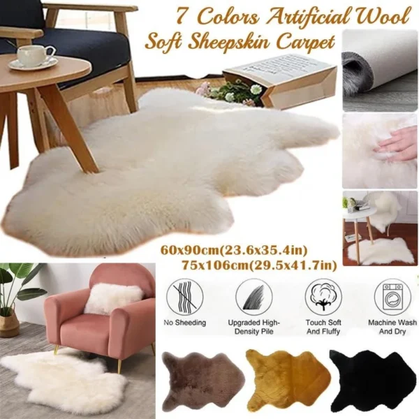 Luxurious Faux Sheepskin Rug - Cozy, Anti-Slip Comfort