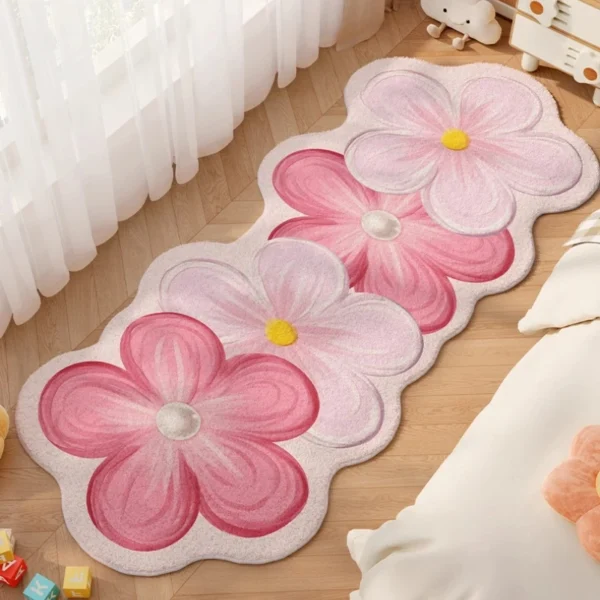Flower Pattern Bedroom Decor Dopamine Carpet Thick Plush Carpets for Living Room Fluffy Soft Bedside Floor Mat Home Washable Rug