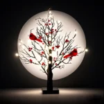 Vintage LED Cardinal Birch Tree – Festive Tabletop Decor - Image 3