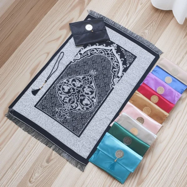3pcs/set Muslim Prayer Mat Set Middle East Prayer Rug Prayer Beads Portable Travel Worship Blanket With Bag Set Holiday Gift