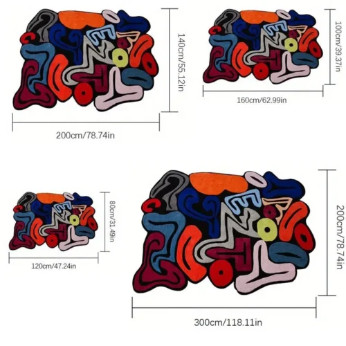 VIKAMA Modern Geometric Living Room Rug - Soft, Washable, Anti-Slip