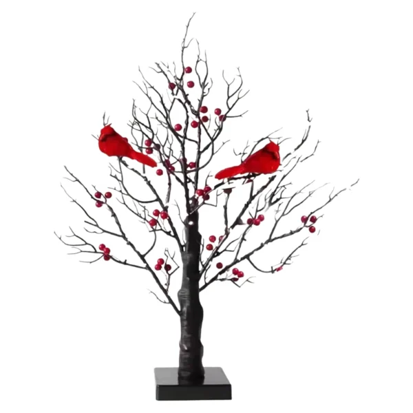 Vintage Cardinal Birch Tree Light - Festive Table Decor