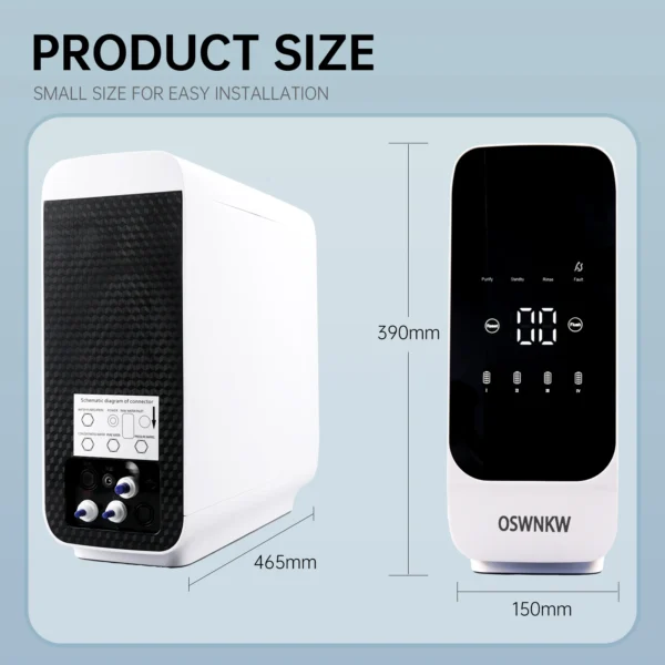 OSWNKW Reverse Osmosis Water Filtration System - 600GPD High Flow, Tankless, Reduced TDS, Compact, 1:2 Drain Ratio, Mineralized