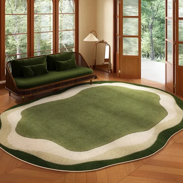 Soft Minimalist Geometric Rug - Modern Polyester Comfort