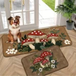 VIKAMA Cute Mushroom Carpet Brown Dirt-Resistant Floor Mat 2pc Kitchen Rug Doormat Welcome Mat Living Room Carpet Room Rug Home - Image 3