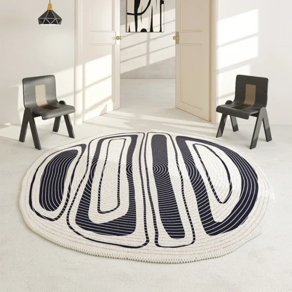 Plush Modern Striped Round Rug - Custom Polyester & Washable!