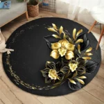 Gold Rose Round Carpet Romantic Flowers Area Rug for Living Room Bedroom Non-Slip Floor Mat Comfy Floral Carpets Indoor Doormat - Image 5