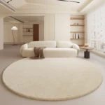 Cream Geometric Round Rug: Soft, Non-Slip, Easy Wash! - Image 2