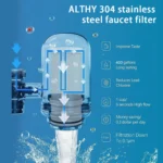 ALTHY Stainless Steel Faucet Tap Water Filter Purifier System, NSF Certified Reduces Lead, Chlorine & Bad Taste Kitchen - Image 3