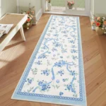 Corridor Carpet Runner Rug Machine Washable Non-slip Floor Mat Green Carpets Floral Ribbon Design Spring Home Decor Rugs - Image 2