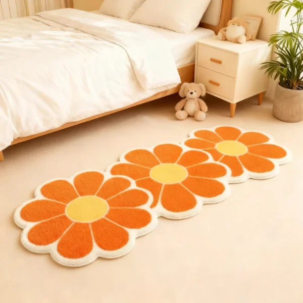 Flower Pattern Carpets for Living Room Irregular Shape Bedroom Decor Plush Carpet Thick Bedside Floor Mat Fluffy Soft Lounge Rug