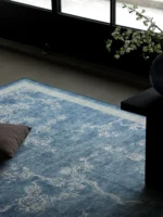 Chinese Retro Living Room Large Area Carpet Ethnic Style Bedroom Carpet Blue Floral Home Rug Soft Non-slip Machine Washable Rugs - Image 4
