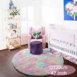 60/80/100/120/140/160 Round Rug Rainbow Fluffy Soft Area Rugs for Kids Girls Room Plush Shag Carpet Cute Circle Bedroom Decor - Image 4