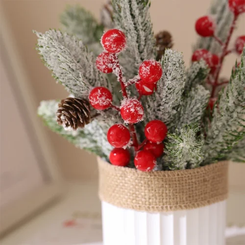 Mini Christmas Tree with Red Berries - Perfect Holiday Decor