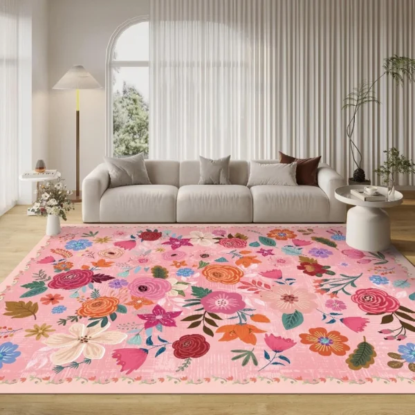 French Style Living Room Decoration Carpet Thick Plush Rugs for Bedroom Flower Pattern Study Floor Mat Fluffy Soft Cloakroom Rug