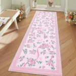 Corridor Carpet Runner Rug Machine Washable Non-slip Floor Mat Green Carpets Floral Ribbon Design Spring Home Decor Rugs - Image 3