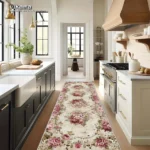 VIKAMA Vintage Floral Rug Kitchen Mat With Vintage Floral Pattern, Non-slip for Classic Farmhouse Style Interiors Outdoor