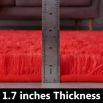 Vibrant Red Round Rug: Ultra-Soft Fluffy Comfort! - Image 4