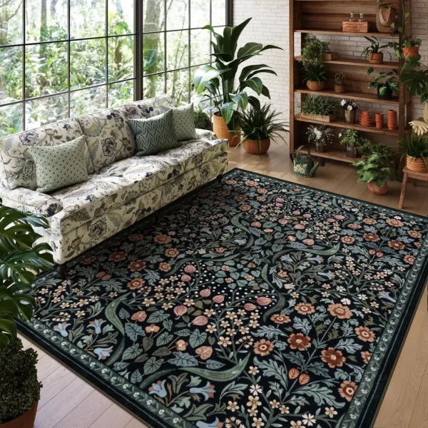 Living Room Carpet Bedroom Sofa Bedside Mat Soft Short Pile Large Area Rug Bohemian Colorful Floral Style Home Decoration Rugs
