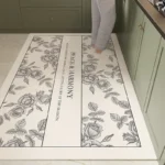 Elegant Floral PVC Kitchen Floor Mat - Waterproof & Customizable