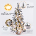 Snow-Frosted Christmas Tree Decor with LED Lights for Festive Cheer - Image 3