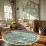 Round Living Room Carpet Green Insect Floral Carpets Home Decoration Rug for Bedroom Bedside Floor Mat Christmas Gifts 거실 카펫 - Image 2