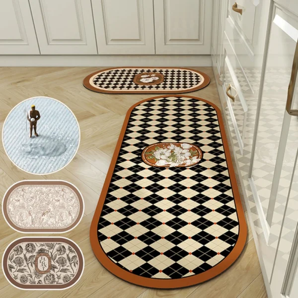 American Style Kitchen Floor Mat Non-slip Washable Household Long Rugs Water-absorbing Oil-absorbing Pad Premium Kitchen Carpet