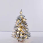 Snow-Frosted Christmas Tree Decor with LED Lights for Festive Cheer - Image 2