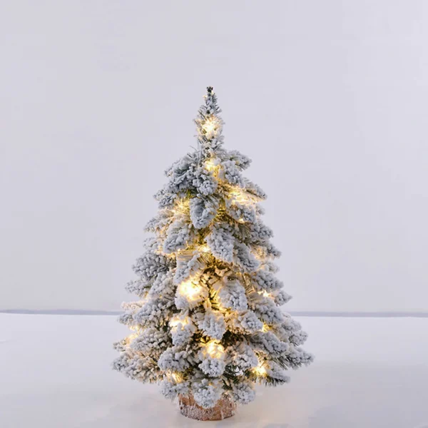 Snow-Frosted Christmas Tree Decor with LED Lights for Festive Cheer