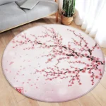 Japanese Style Round Carpet Koi Fish Lotus Cherry Blossom Flower Mountain Water Ink Art Home Living Room Bedroom Decor Floor Rug - Image 3