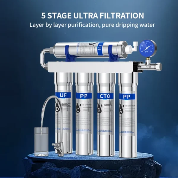 EIREE 5-Stage Ultrafiltration Water Purifier for Household Direct Drinking Tap Water Filter That Retains Minerals