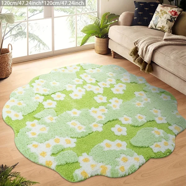 Anti-Slip Flower Irregular Tufted Carpets for Living Room Soft Fluffy Tufted Doormat Sofa Area Rugs Foot Pad