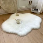White Cloud Soft Fluffy Faux Fur Rug Plus for Bedroom Luxury Shaggy Anti-slip Floor Irregular Shape Mat Home Decoration - Image 4