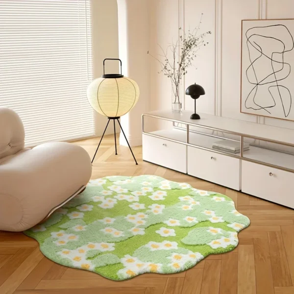 Anti-Slip Flower Irregular Tufted Carpets for Living Room Soft Fluffy Tufted Doormat Sofa Area Rugs Foot Pad