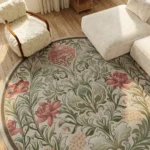 Round Living Room Carpet Green Insect Floral Carpets Home Decoration Rug for Bedroom Bedside Floor Mat Christmas Gifts 거실 카펫