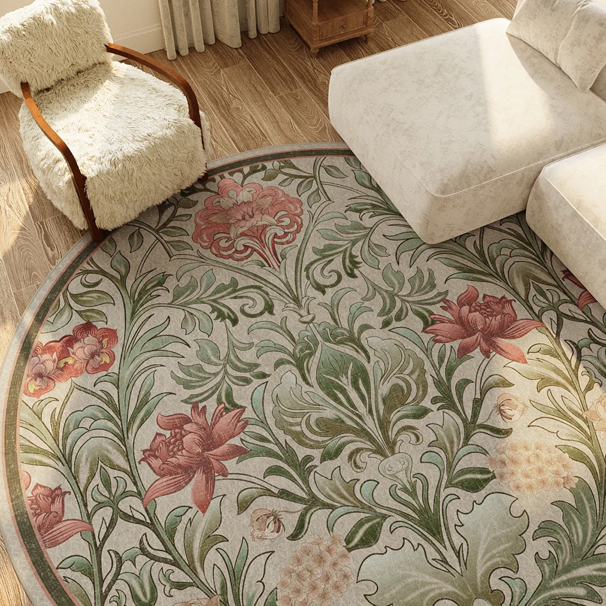 Kf-S7Fe3387A74Af4180907089Bb17Eae154P Round Living Room Carpet Green Insect Floral Carpets Home Decoration Rug For Bedroom Bedside Floor Mat Christmas Gifts 거실 카펫 - Image 1